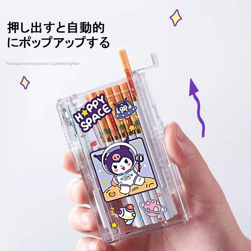 YQQA23 （ロングバージョン）可愛い充電ライター+タバコケース一体防風20本入り