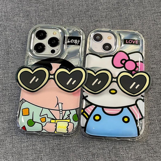 LF  サングラス  しんちゃん  ハローキティ  スマホケース  携帯電話ケース  粘着式スマホホルダー付き