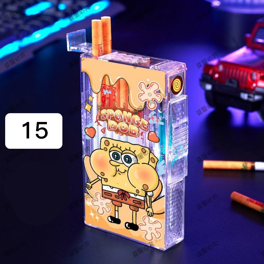YQQA23 （ロングバージョン）可愛い充電ライター+タバコケース一体防風20本入り
