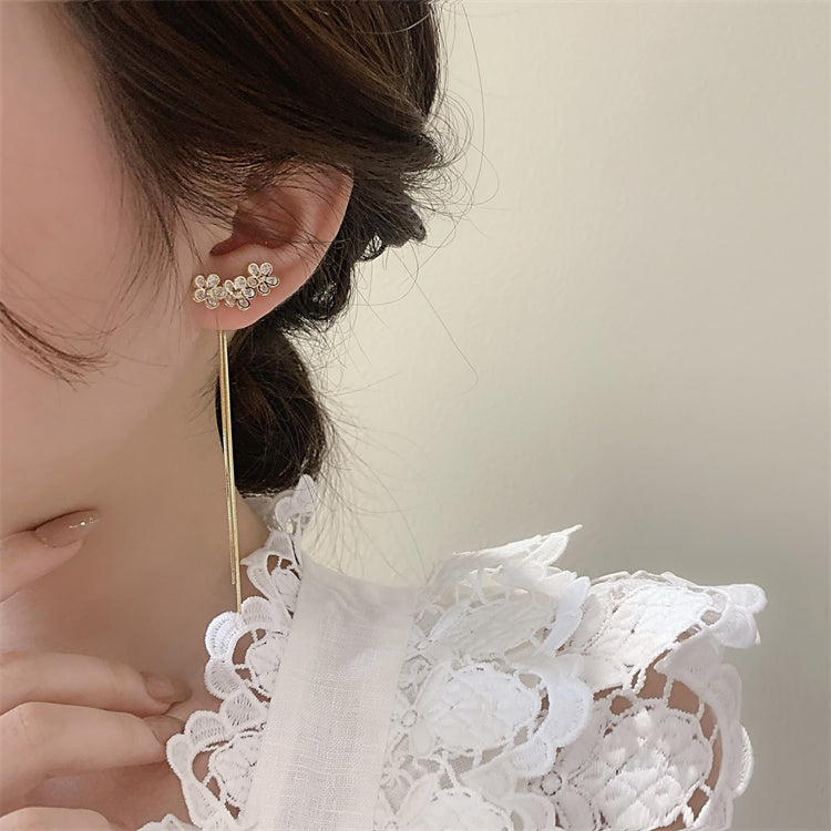 XYW  花  フラワーピアス  ロングタッセルピアス