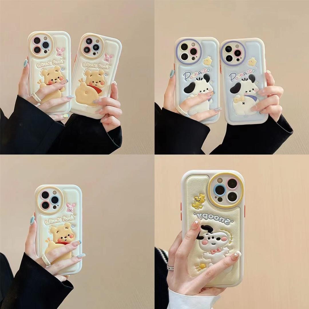 LF 可愛い キャラクター 革柄携帯ケース  スマホケース 携帯電話ケース