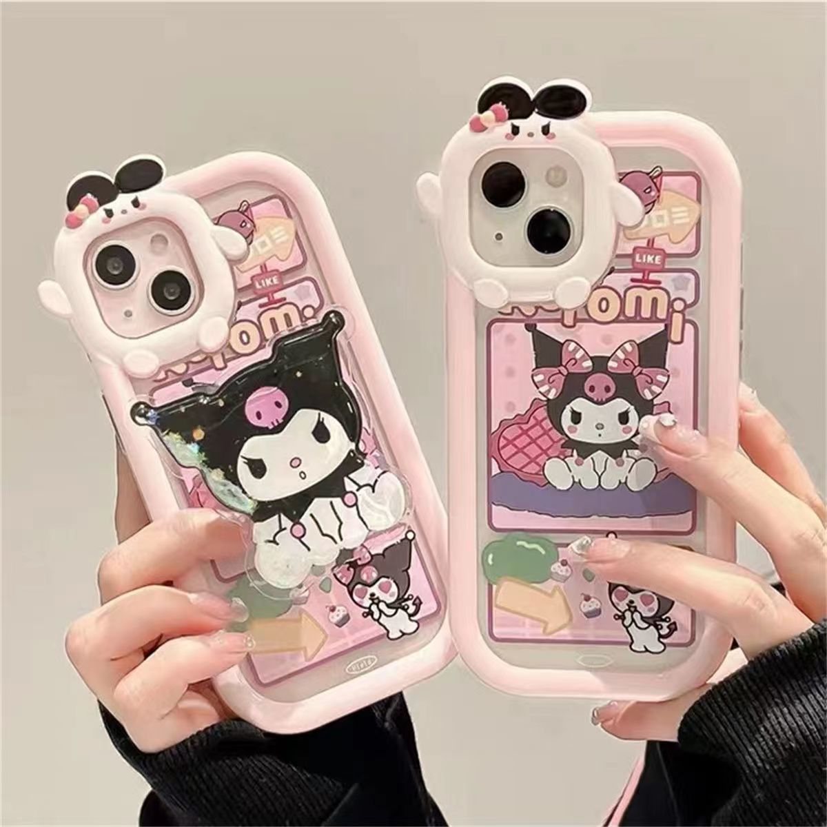 LF スマホケース クロミ 携帯電話ケース キラキラ流れるグリッター  粘着式スマホホルダー付き