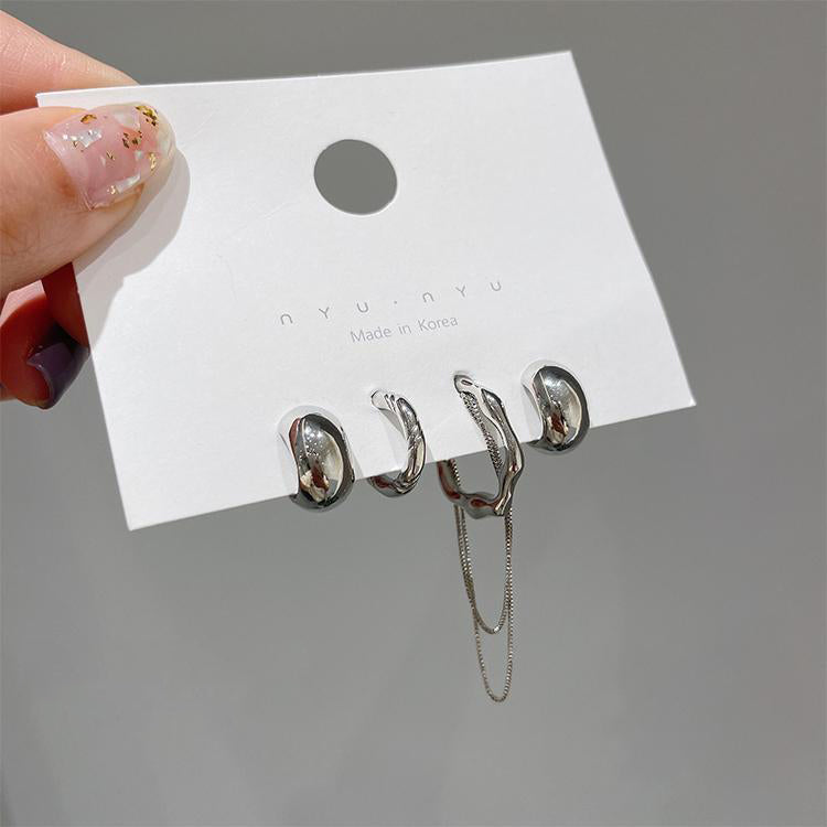 YQQ  可愛い ピアス  イヤーカフ  チェーン  セット  かっこかわいい