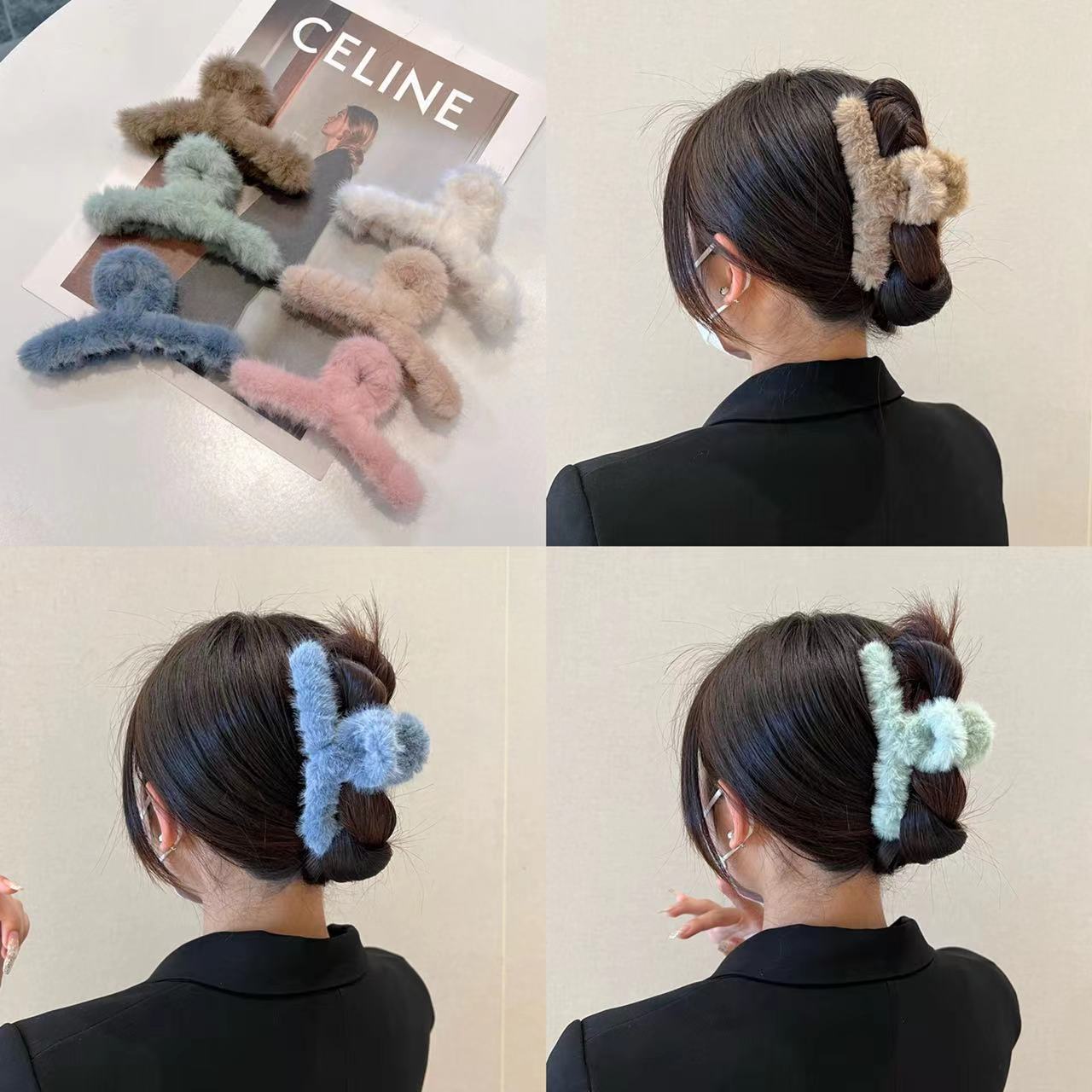 YQQ  6点セットもこもこヘアピン ヘアアクセ  クリップアレンジ