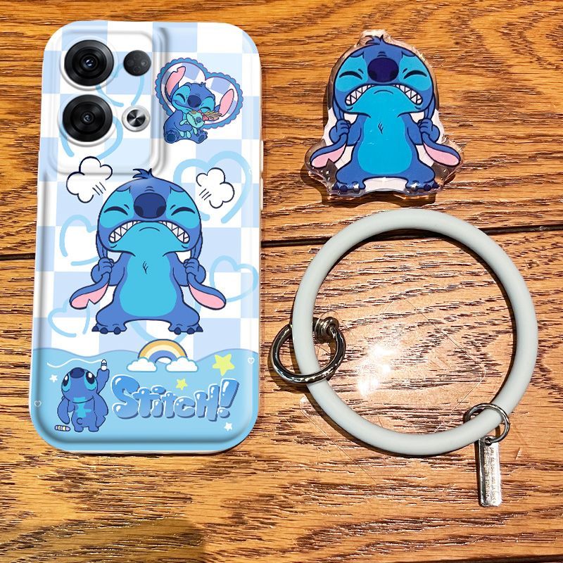 LF かわいい スティッチ&エンジェル スマホケース  ハンギングリング ホルダー付き携帯ケース