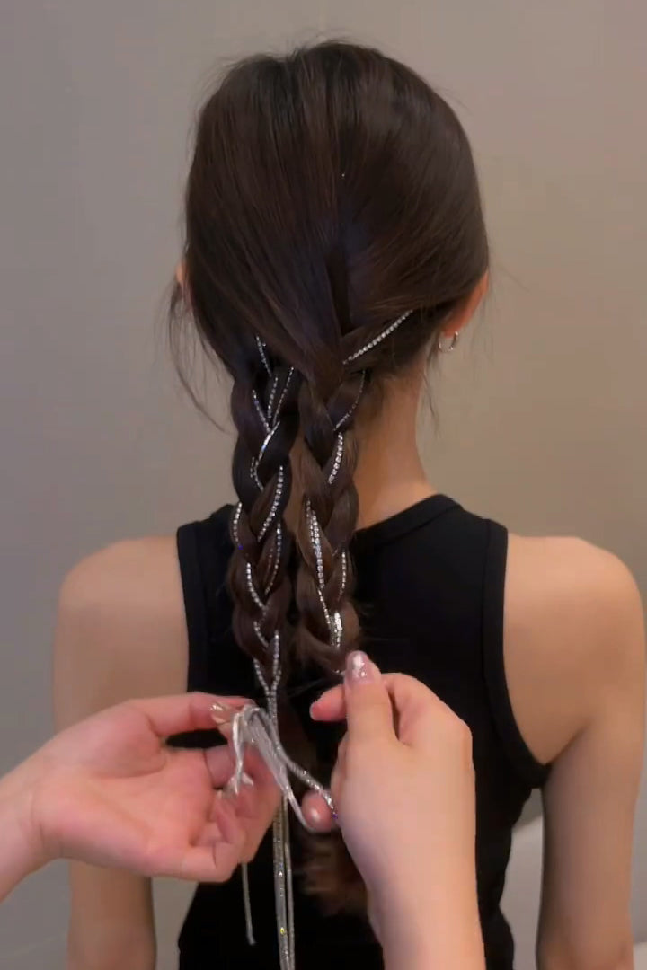 XYW フラッシュドリル  チェーンヘアクリップ  タッセル  ヘアクリップ  ヘアアクセサリー  髪飾り