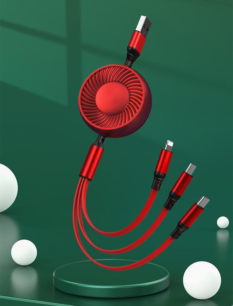 LF 3in1携帯電話充電ケーブル リトラクタブルデータケーブル