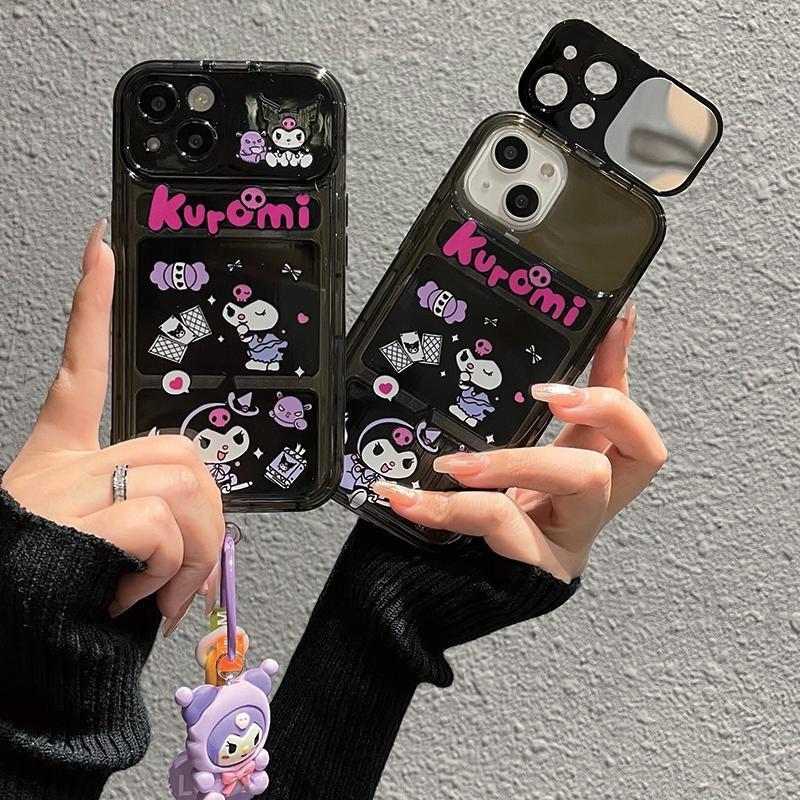 LF  クロミ ブラック スマホケース  携帯電話ケース  化粧鏡  スタンド
