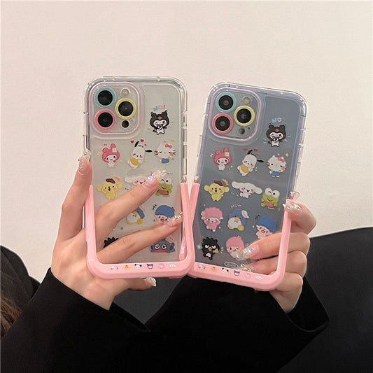 LF かわいい サンリオ スマホケース  折り畳み式携帯ホルダー付き携帯ケース