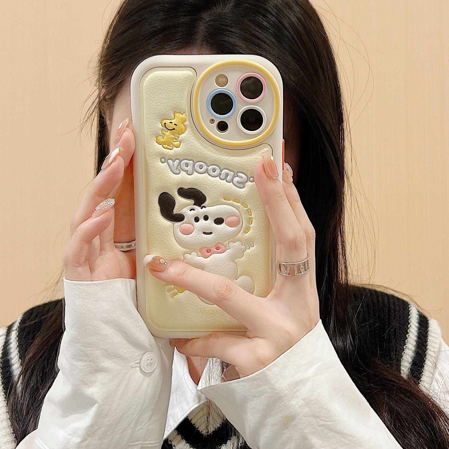LF 可愛い キャラクター 革柄携帯ケース  スマホケース 携帯電話ケース