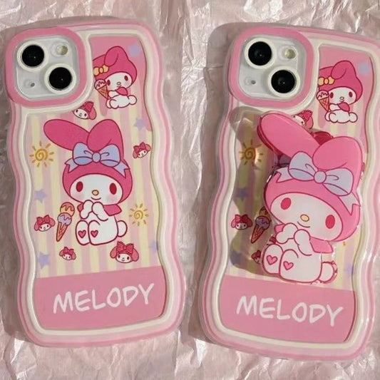 LF スマホケース  かわいい マイメロディ 折り畳み式携帯ホルダー付き携帯ケース