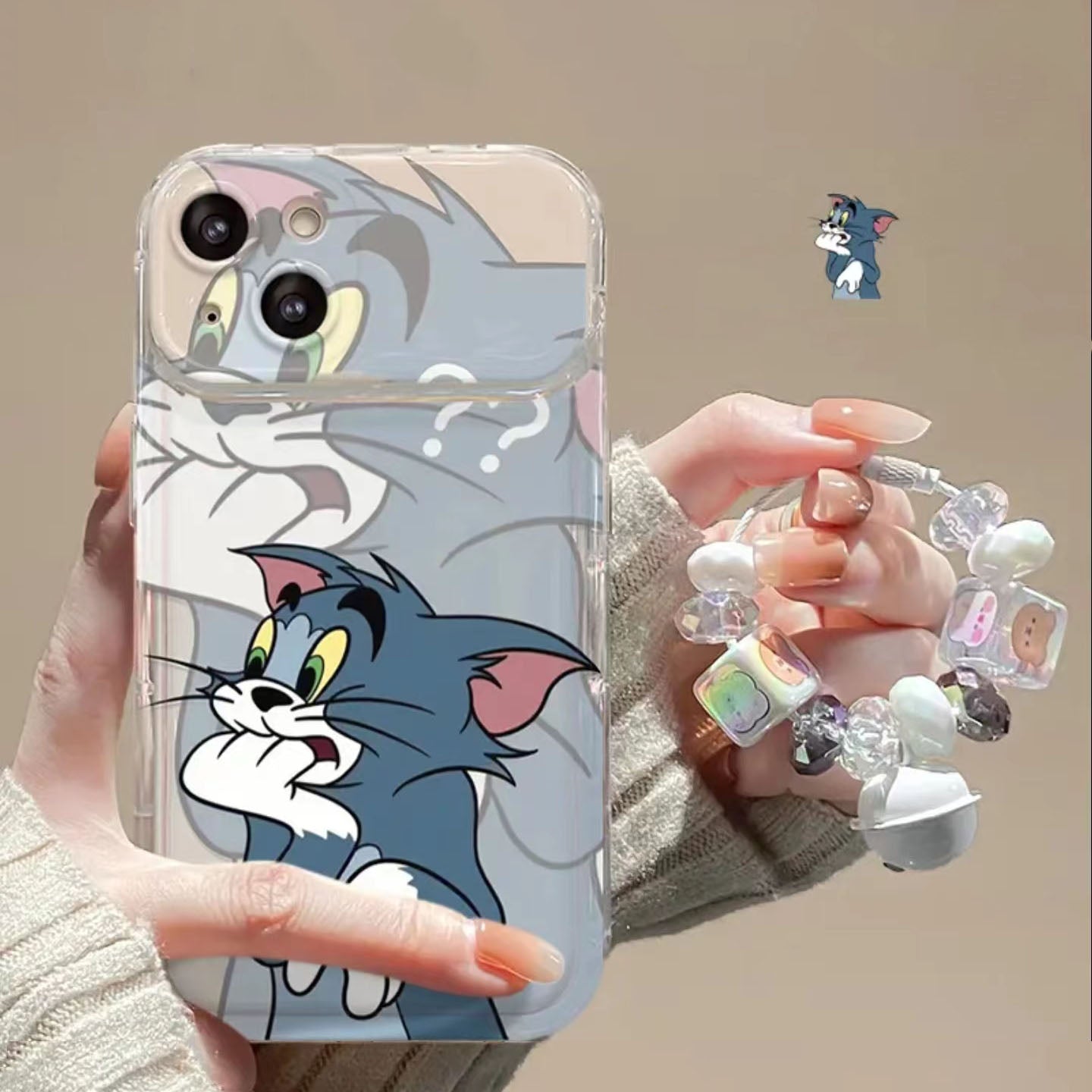 LF 可愛い トムとジェリー スマホケース  携帯電話ケース  化粧鏡  スタンド