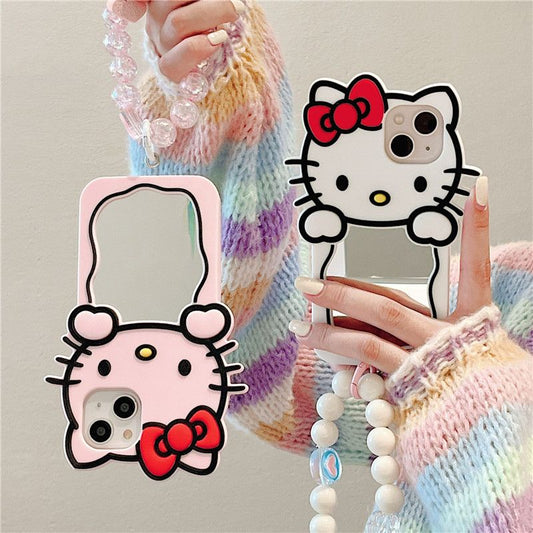 LF  超可愛い猫ちゃん抱き鏡  スマホケース  携帯電話ケース  化粧鏡