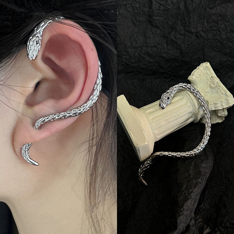YQQ  金属蛇形  ピアス  イヤーフック  かっこいい