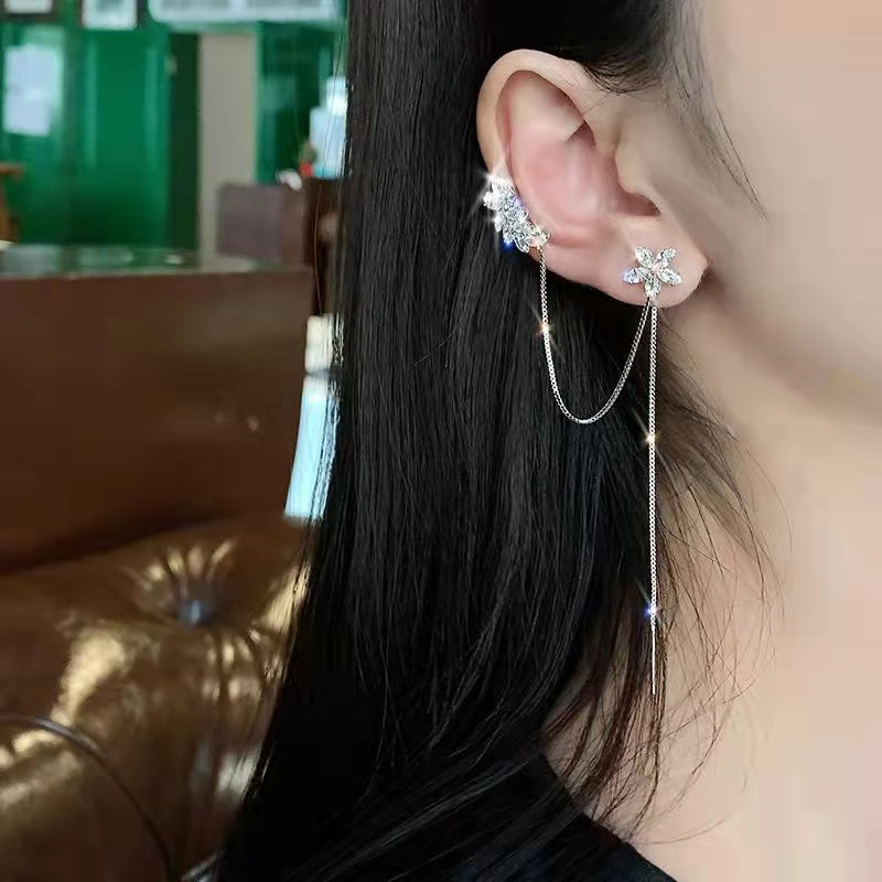 YQQ  フラワー 花  タッセル  きらきら  ロングピアス
