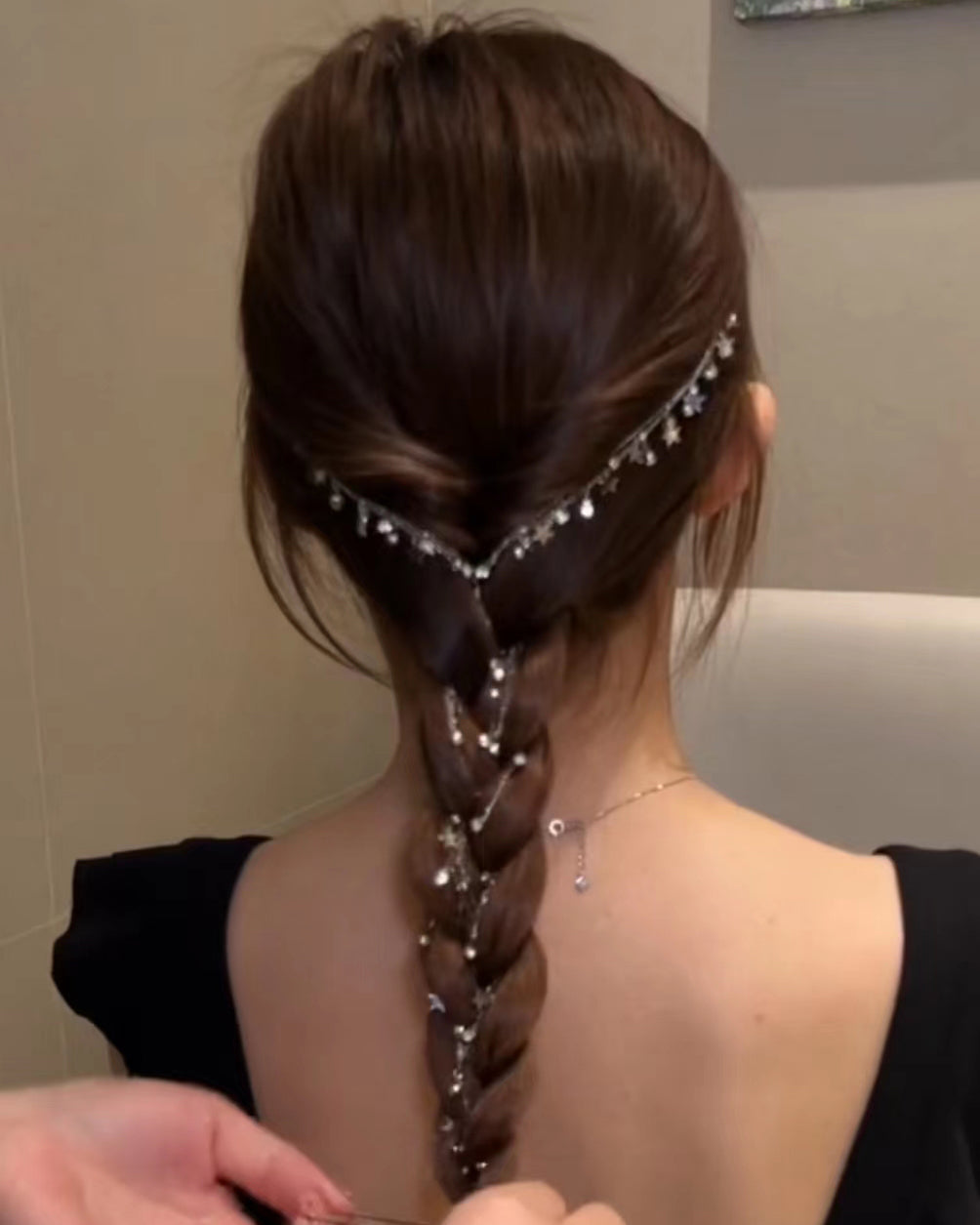 LF    きらきら  スターヘアーチェーン  ヘアブレードヘアアクセサリー  ヘアクリップ  星ヘ