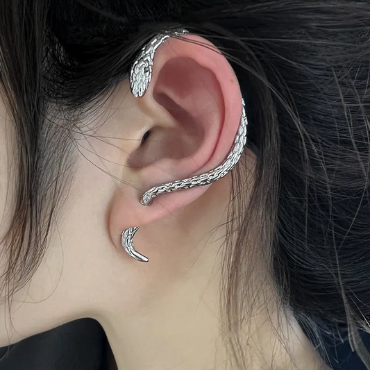 YQQ  金属蛇形  ピアス  イヤーフック  かっこいい