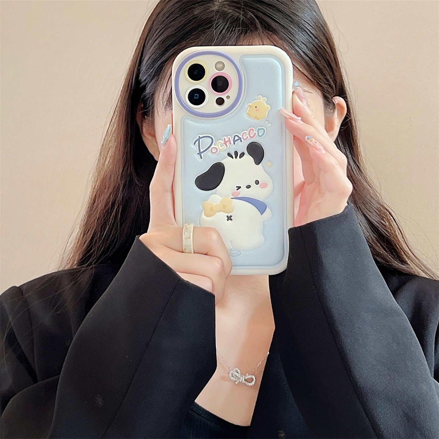 LF 可愛い キャラクター 革柄携帯ケース  スマホケース 携帯電話ケース