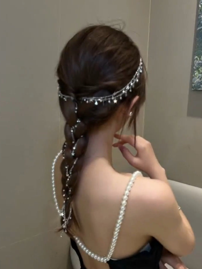 XYW  きらきら   髪飾り スターヘアーチェーン  ヘアブレードヘアアクセサリー  ヘアクリップ  星ヘ