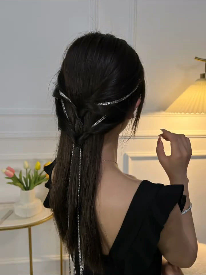 XYW フラッシュドリル  チェーンヘアクリップ  タッセル  ヘアクリップ  ヘアアクセサリー  髪飾り