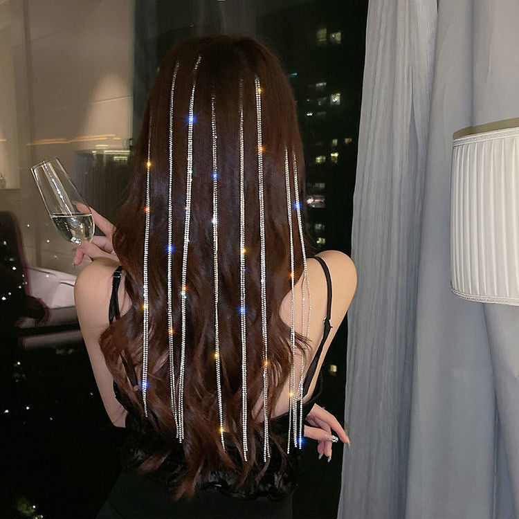XYW フラッシュドリル  チェーンヘアクリップ  タッセル  ヘアクリップ  ヘアアクセサリー  髪飾り