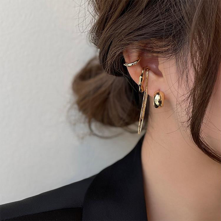 YQQ  可愛い ピアス  イヤーカフ  チェーン  セット  かっこかわいい