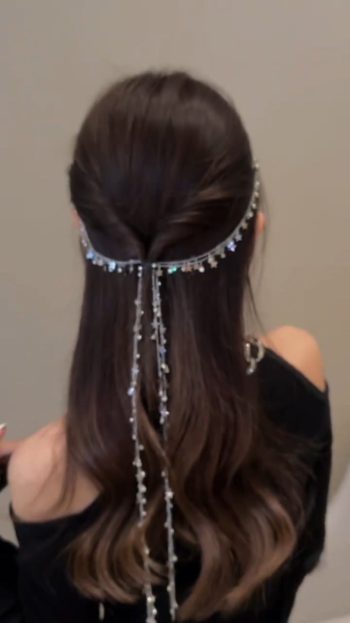 XYW  きらきら   髪飾り スターヘアーチェーン  ヘアブレードヘアアクセサリー  ヘアクリップ  星ヘ
