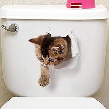 YQQ 3D かわいい　動物　リムーバブル バスルーム トイレ　座席ウォール ステッカー壁紙　猫(5匹の猫セット)