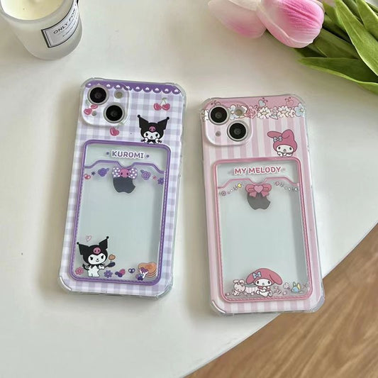 LF  かわいい  クロミ&マイメロディ カードケース付き  スマホケース  携帯電話ケース  カードケース付き