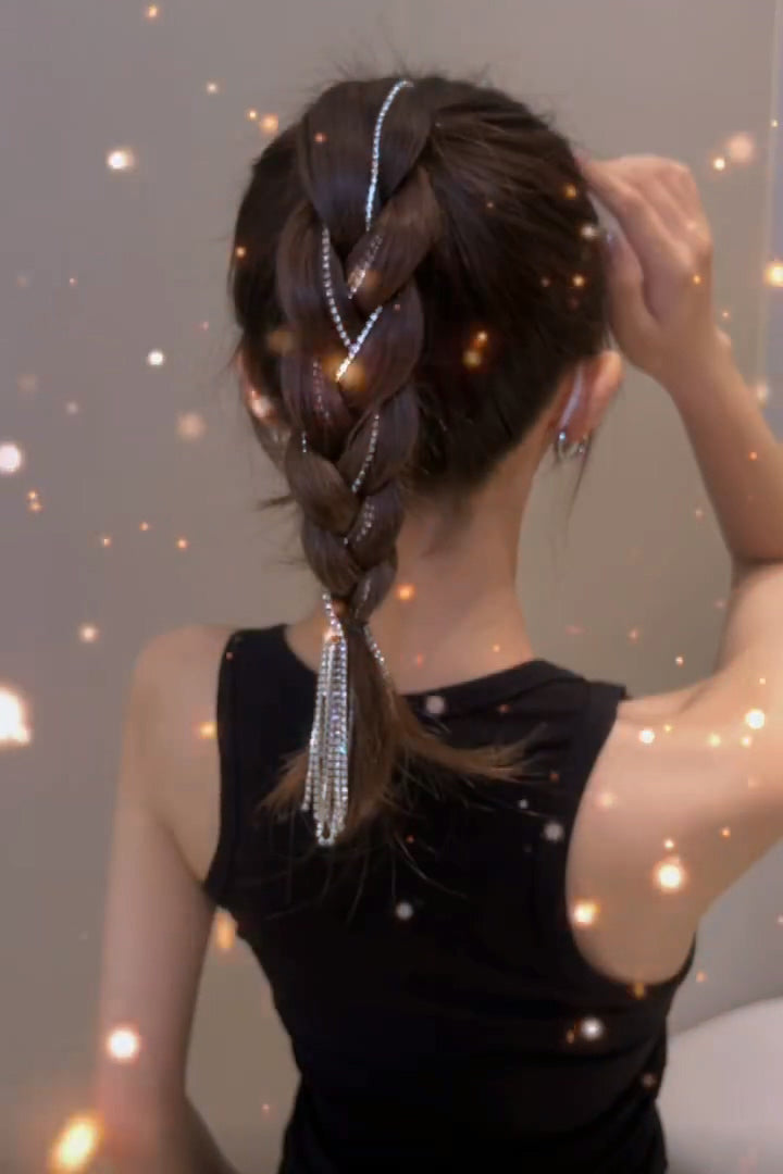 XYW フラッシュドリル  チェーンヘアクリップ  タッセル  ヘアクリップ  ヘアアクセサリー  髪飾り