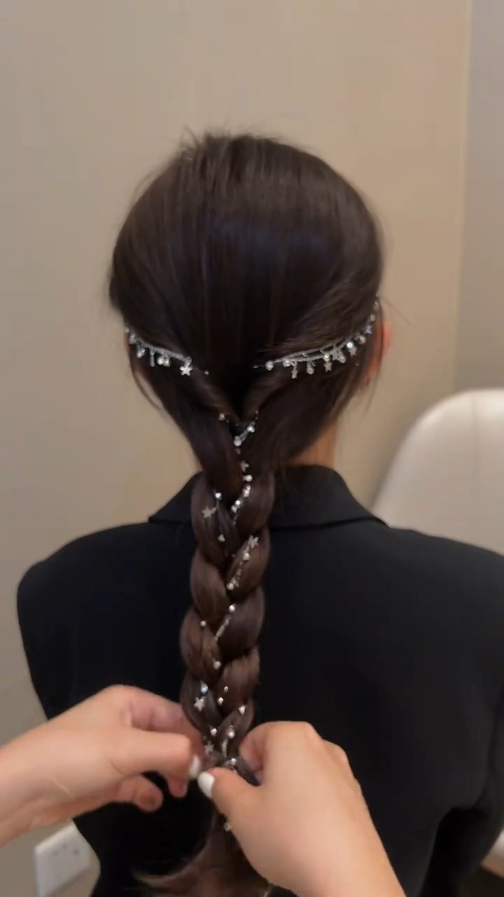 XYW  きらきら   髪飾り スターヘアーチェーン  ヘアブレードヘアアクセサリー  ヘアクリップ  星ヘ