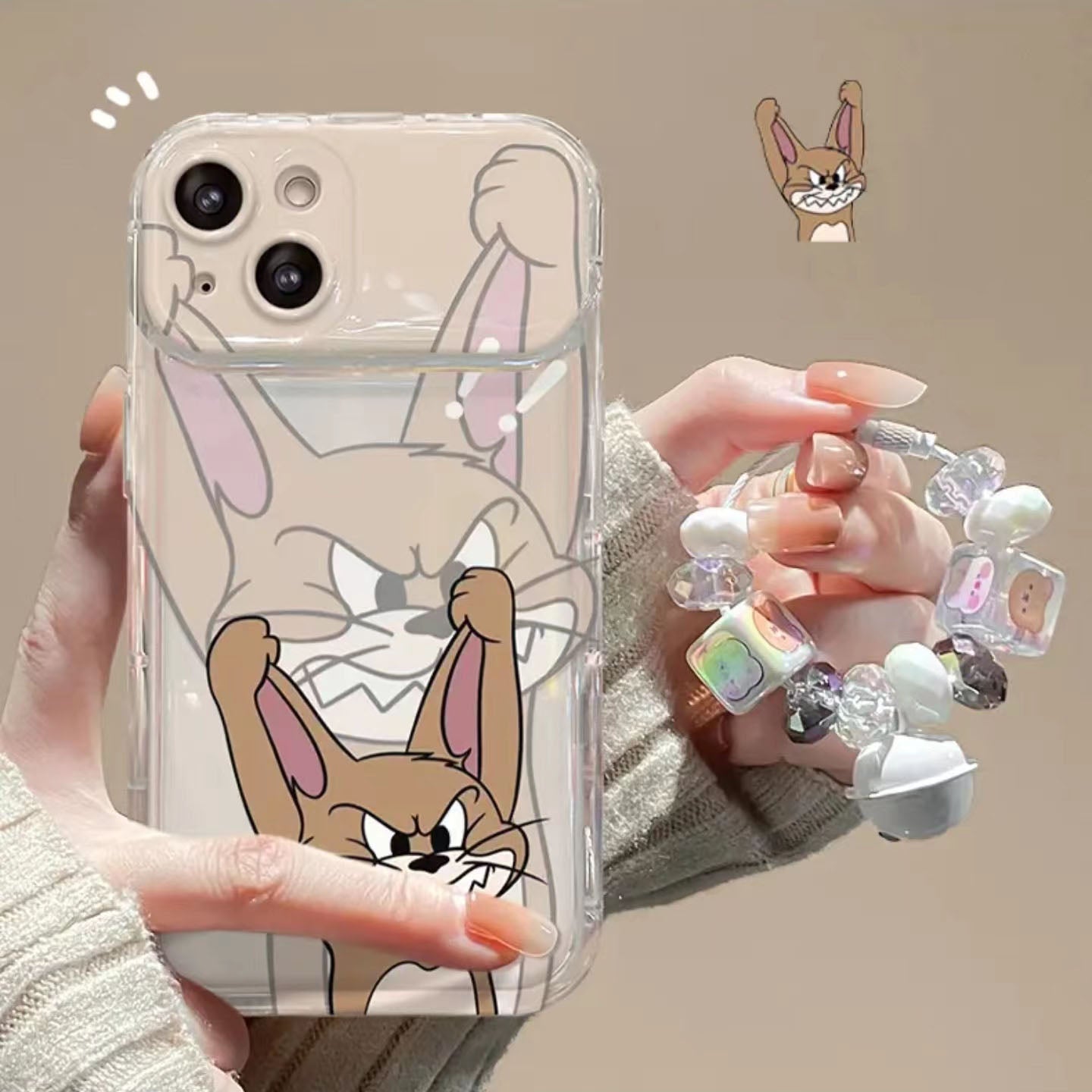 LF 可愛い トムとジェリー スマホケース  携帯電話ケース  化粧鏡  スタンド