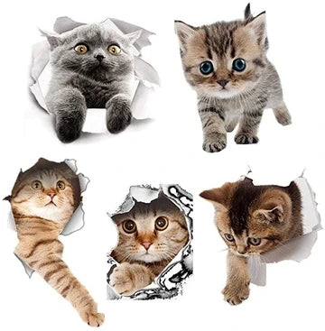 YQQ 3D かわいい　動物　リムーバブル バスルーム トイレ　座席ウォール ステッカー壁紙　猫(5匹の猫セット)