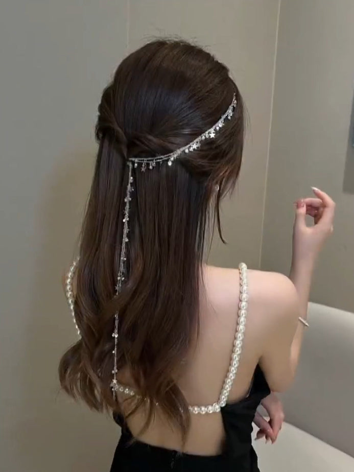 XYW  きらきら   髪飾り スターヘアーチェーン  ヘアブレードヘアアクセサリー  ヘアクリップ  星ヘ