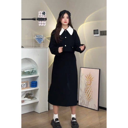 XYW  高級感  コーデュロイ  トップス+スカート  着やせ  セット