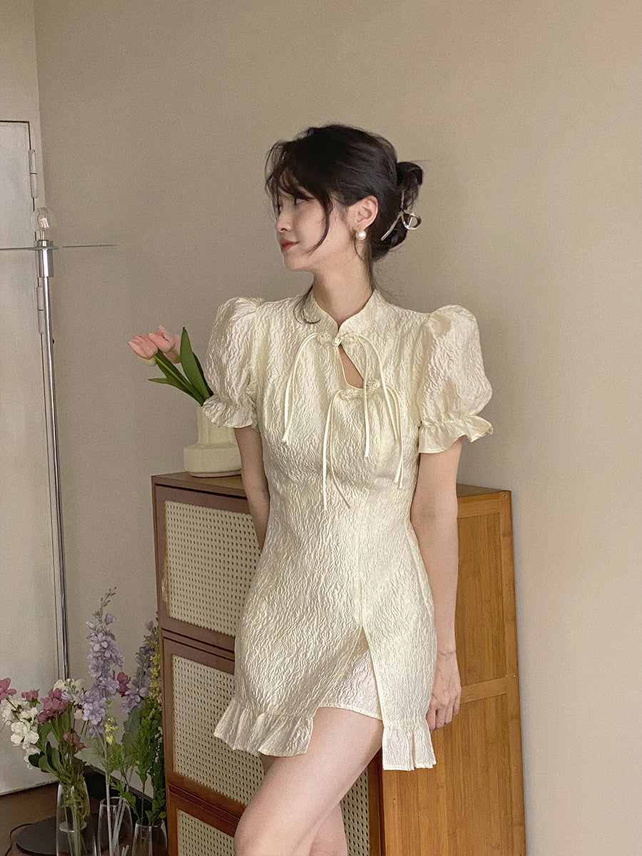前売 XYW 2023春夏新作 ワンピース女性夏フリルパフスリーブスリムスカート