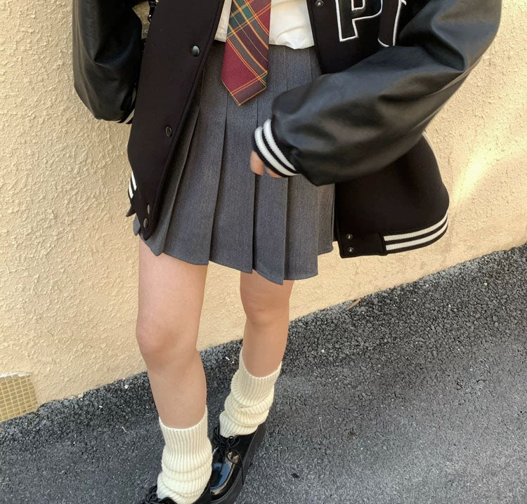 XYW 春新作  ハイウエスト  プリーツスカート  着やせ  学生