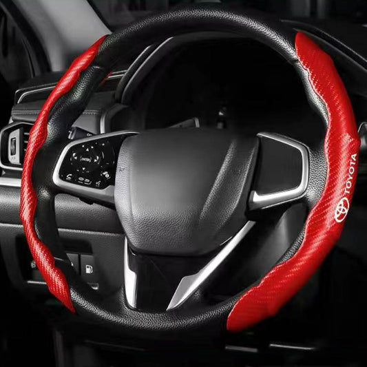 XYW  【光沢タイプ】ステアリングホイールカバー  カーボンファイバー  滑り止め吸湿 車種別専用ステアリングカバー