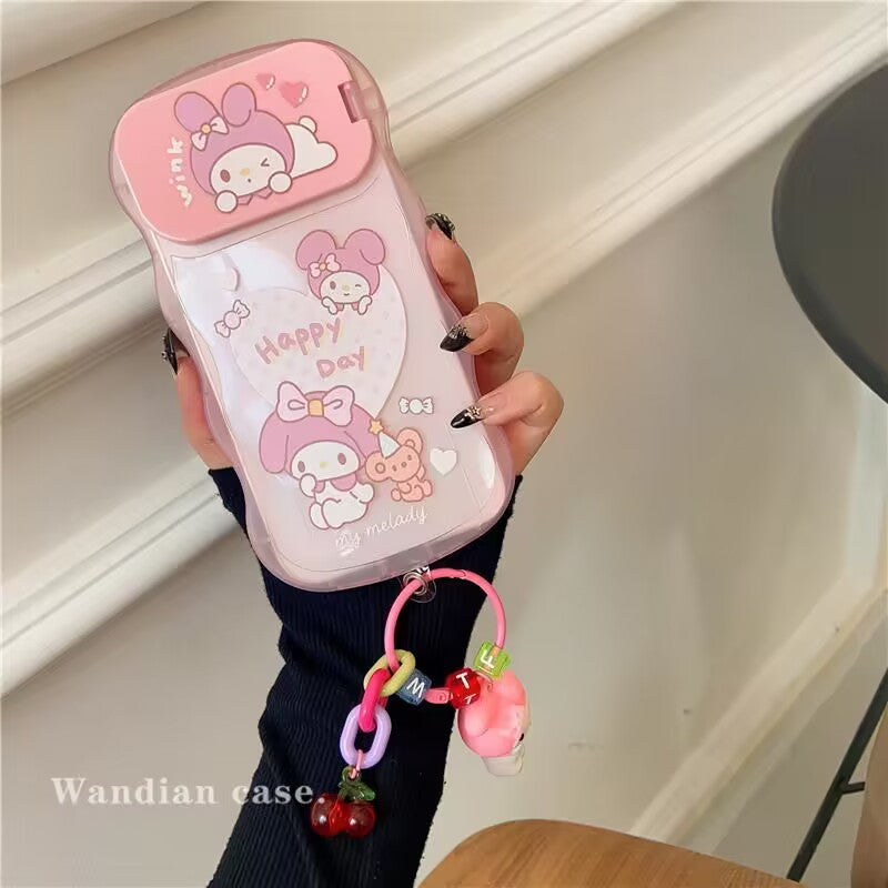 YQQ  可愛いサンリオ スマホケース  携帯電話ケース  化粧鏡  スタンド